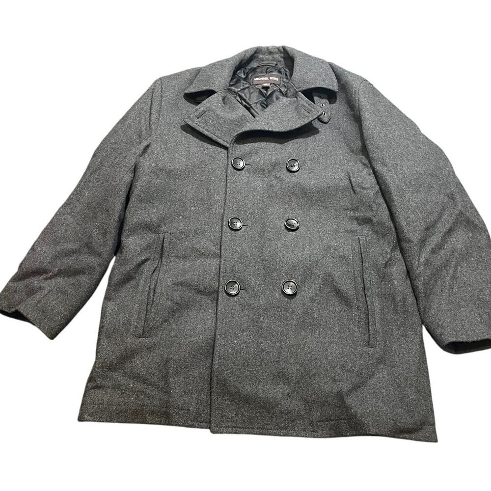 Michael Kors‎ Double Breasted Pea Coat Mens Size Medium Charcoal Wool Blend
